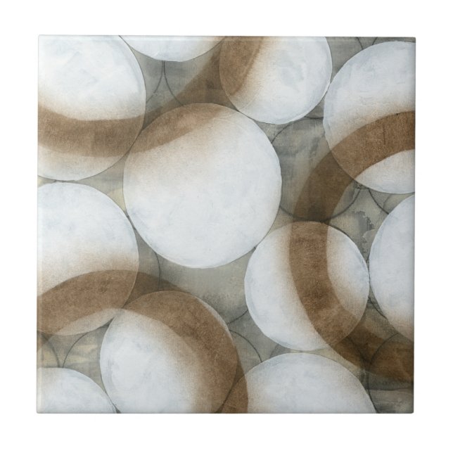 White Orbs & Brown Circles Tile (Front)