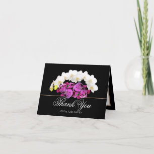 White Orchid and Pink Peony Botanical Thank You Card