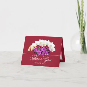 White Orchid and Pink Peony Botanical Thank You Card