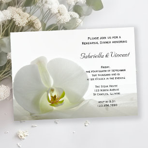 White Orchid and Veil Wedding Rehearsal Dinner Invitation