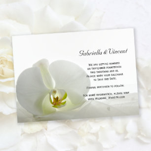 White Orchid and Veil Wedding Save the Date Invitation
