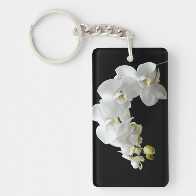White Orchid Blossom Key Ring (Front)