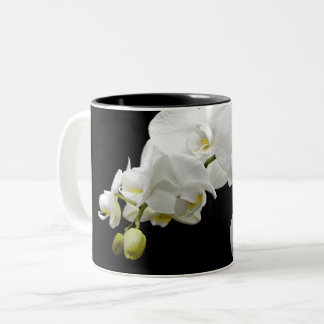 White Orchid Blossom Two-Tone Coffee Mug