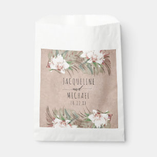 White Orchid Blush Floral Seaside Tropical Foliage Favour Bags