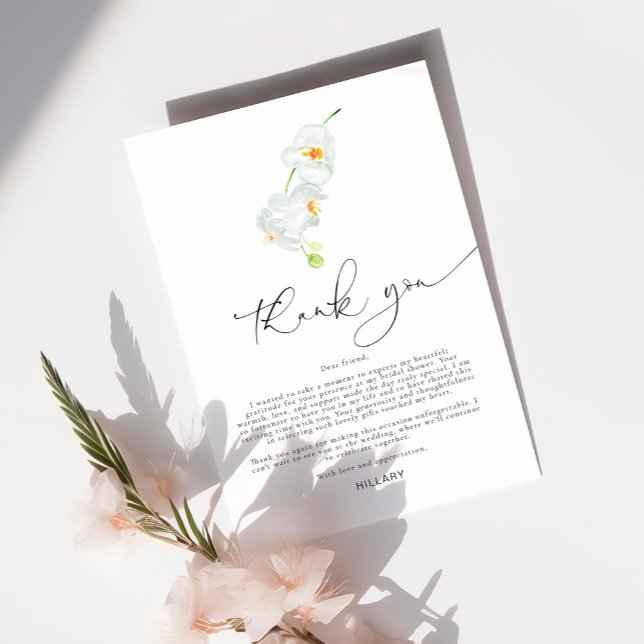 White Orchid | Bridal Shower Thank you note card (Creator Uploaded)