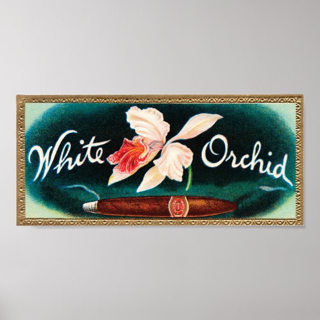 White Orchid Cigar Label Poster (Front)