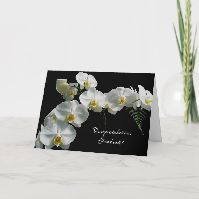 White Orchid Congratulations Graduate! Card (Front)
