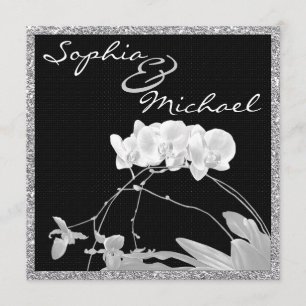White Orchid CRYSTAL LOOK WEDDING Invitation