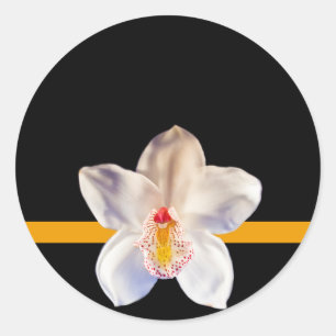 White Orchid Envelope Seal Event Wedding Sticker