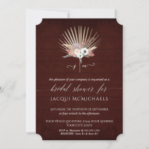 White Orchid Floral Burgundy Beach Bridal Shower Invitation