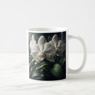 White Orchid Floral  Coffee Mug