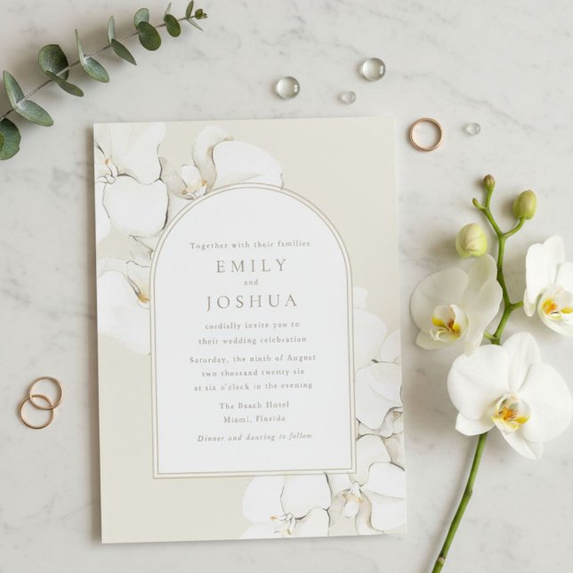 White Orchid Floral Digital Wedding Invitation (White Orchid Floral Digital Wedding Invitation)