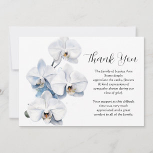 White Orchid Floral Funeral Death Thank you  Invitation