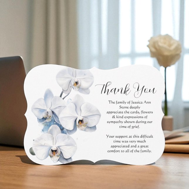White Orchid Floral Funeral Death Thank you  Invitation (Creator Uploaded)