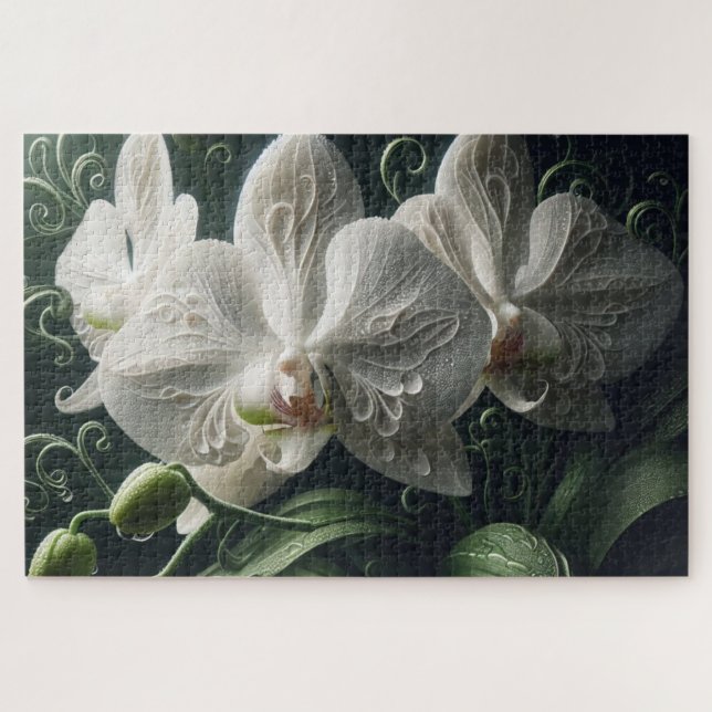 White Orchid Floral Jigsaw Puzzle (Horizontal)