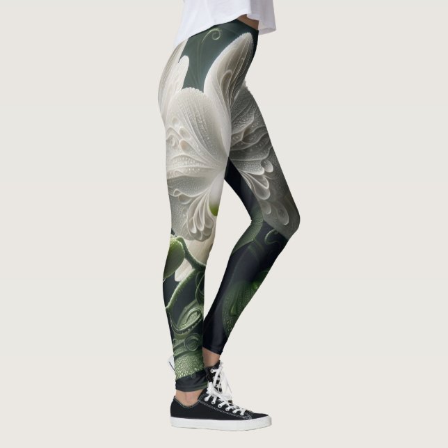 White Orchid Floral Leggings (Right)