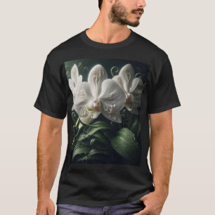 White Orchid Floral  T-Shirt