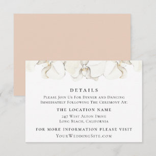 White Orchid Floral Wedding Details Invitation