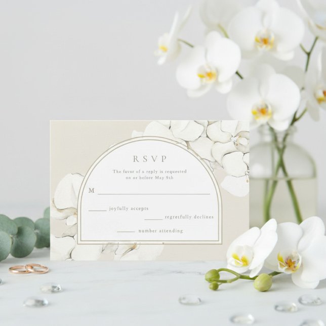 White Orchid Floral Wedding  RSVP Card (White Orchid Floral Wedding RSVP Card)
