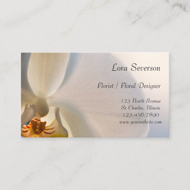 White Orchid Florist Business Cards (Front)