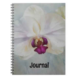 White Orchid Flower Art Journal Personalise