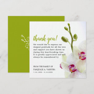 White Orchid Flower Funeral Thank You Card