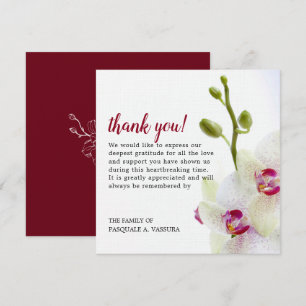 White Orchid Flower Funeral Thank You Card