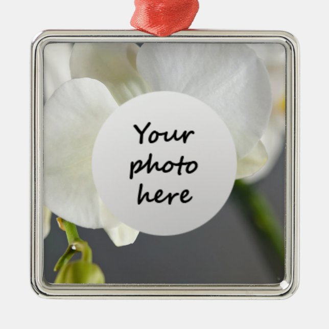 White Orchid Flower Metal Tree Decoration (Front)