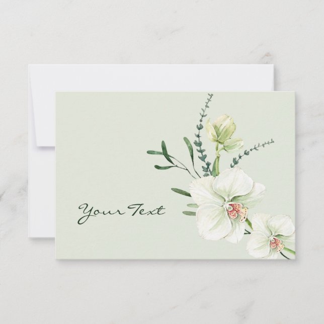 White orchid flower thank you card (Front)