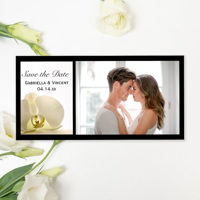 White Orchid Flower Wedding Save the Date (Creator Uploaded)