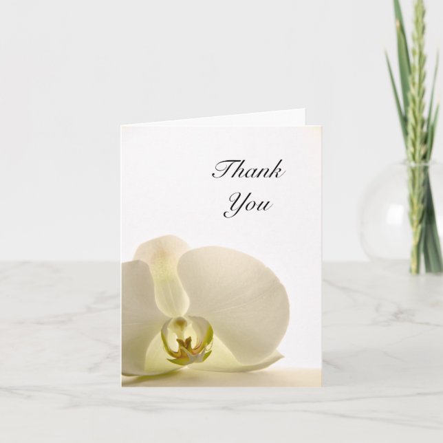 White Orchid Flower Wedding Thank You (Front)