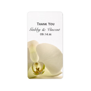 White Orchid Flower Wedding Thank You Favour Tags