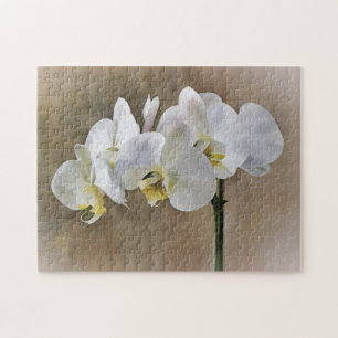 White Orchid Flowers Floral Art Puzzle