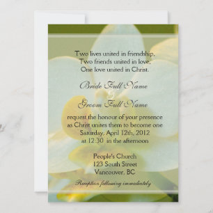 White orchid flowers in green Christian wedding Invitation