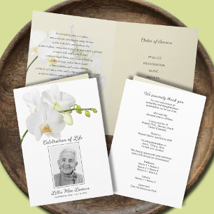 White Orchid Funeral Celebration of Life Photo Programme