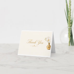 White Orchid Gold Vase Thank You Card Elegant