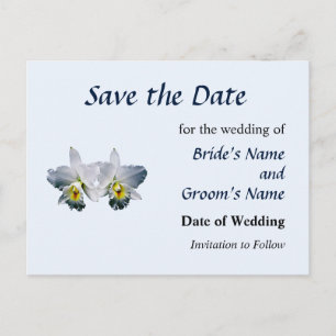 White Orchid Hawaiian Wedding Song Save the Date Announcement Postcard