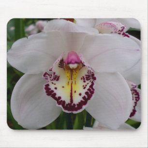 White Orchid II Elegant Floral Mouse Mat