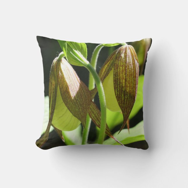 White Orchid Lady Slipper Flower Pair   Cushion (Front)