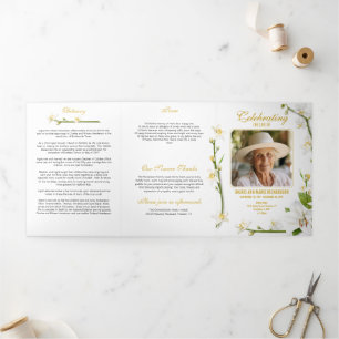 White Orchid Lily Multi Photo Poem Tri-Fold Programme