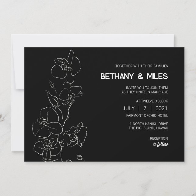 White Orchid • Modern Tropical Invitation (Front)