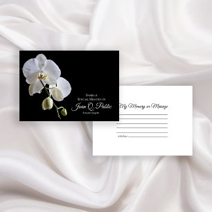 White Orchid on Black Share a Memory Funeral Card