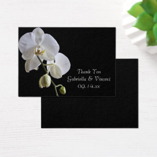 White Orchid on Black Wedding Favour Tags