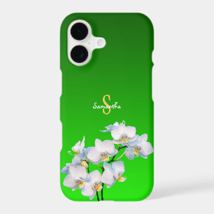 White Orchid on Green Phone case