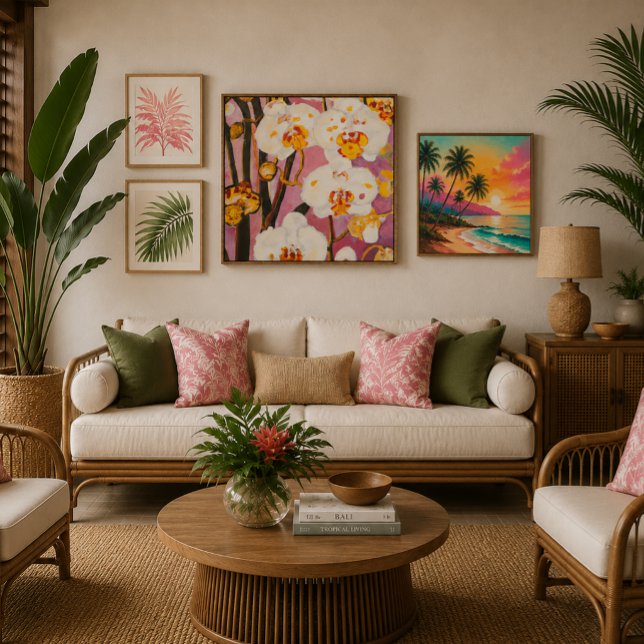 White Orchid Painterly Tropical impression Canvas Print (Creator Uploaded)