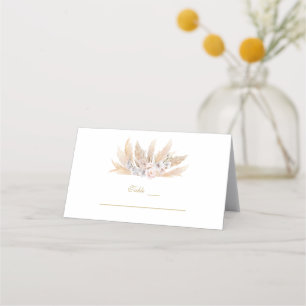 White Orchid Pampas Grass Wedding Table Number Place Card