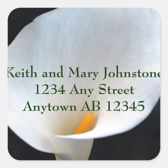 White Orchid Personal Wedding Return Address Square Sticker (Front)