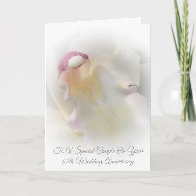 White Orchid Personalised 65th Wedding Anniversary Card (Front)