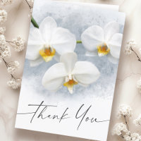 White orchid phalaenopsis elegant script thank you