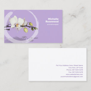 White Orchid Reflection on Water Soft Lavender Business Card